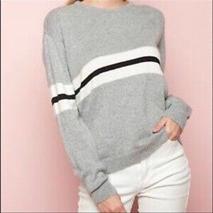 Brandy Melville Wool Cashmere Blend Long Sleeve Gray Striped Sweater